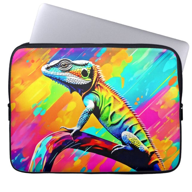 Neonscale Lizard Laptop Sleeve (Voorkant)
