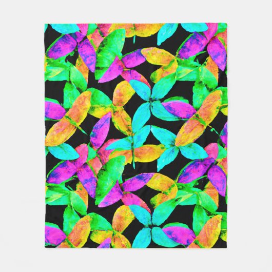 Neonscape-bladpatroon Fleece Deken (Voorkant)