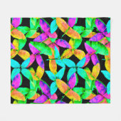 Neonscape-bladpatroon Fleece Deken (Voorkant (Horizontaal))