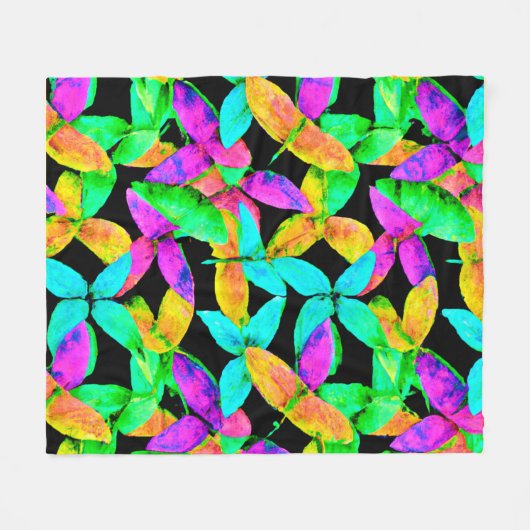 Neonscape-bladpatroon Fleece Deken (Voorkant (Horizontaal))