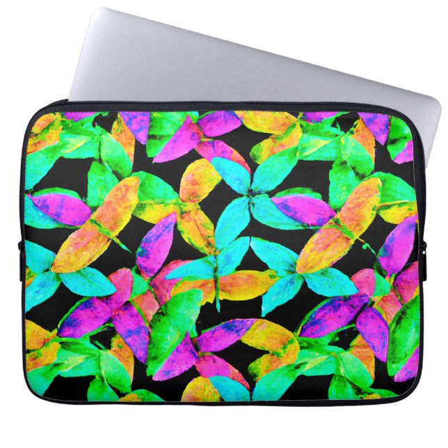Neonscape-bladpatroon Laptop Sleeve (Voorkant)