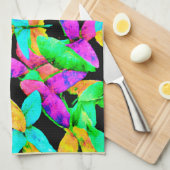 Neonscape-bladpatroon Theedoek (Quarter Fold)