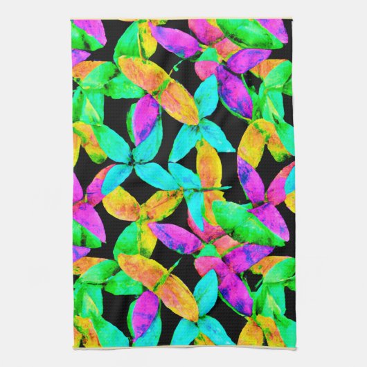 Neonscape-bladpatroon Theedoek (Verticaal)