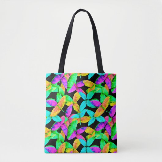 Neonscape-bladpatroon Tote Bag (Voorkant)