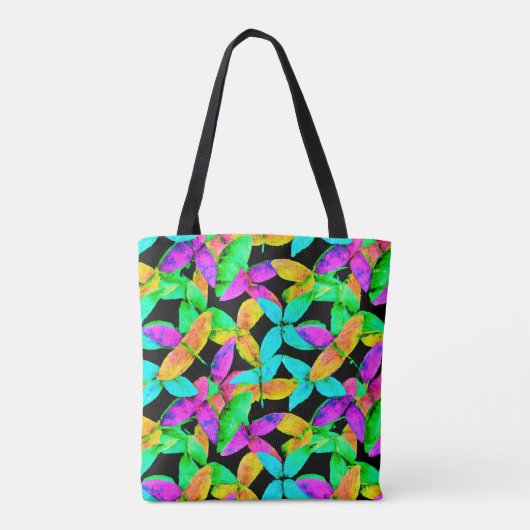 Neonscape-bladpatroon Tote Bag (Achterkant)