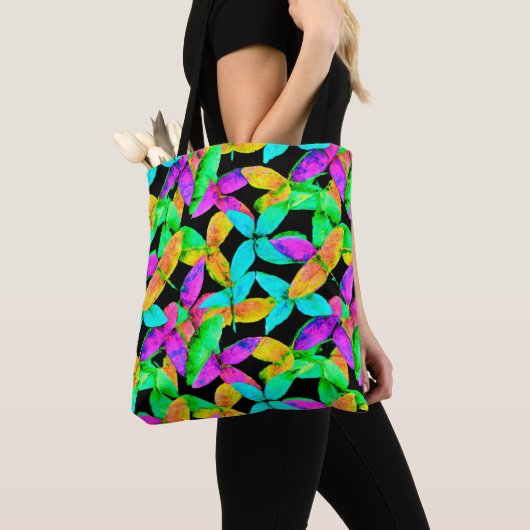 Neonscape-bladpatroon Tote Bag (Dichtbij)