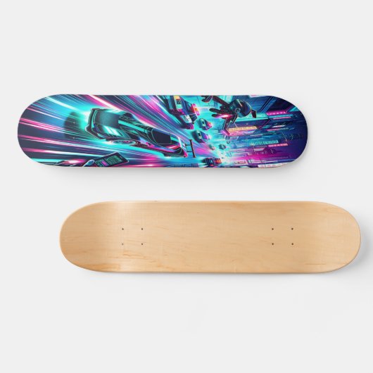 "Neonsnelheid: cyberpunk achtervolging Persoonlijk Skateboard (Horizontaal)