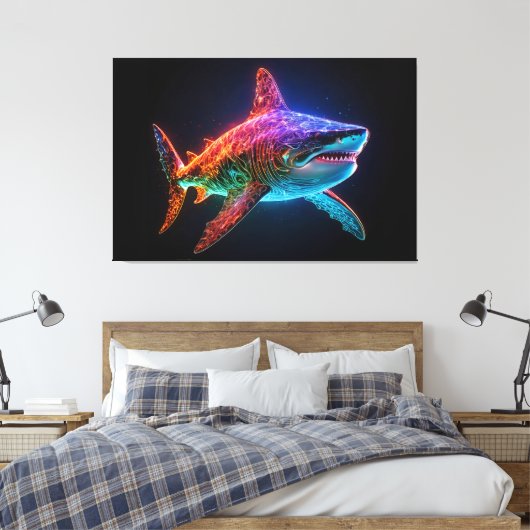 neonspectrumhaai canvas afdruk (Insitu (Slaapkamer))