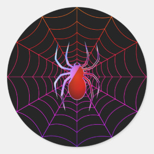 Neonspin en spiderweb ronde sticker