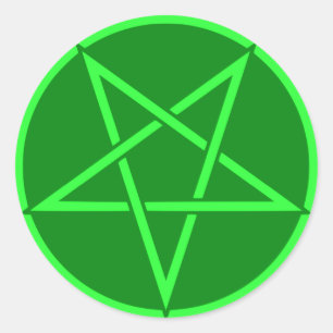 Neonstijl groen pentakelpentagram ronde sticker
