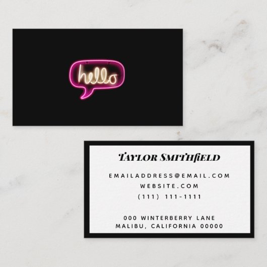 neonteken hallo visitekaartje (Voorkant / Achterkant)