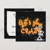 Neonteken van de Halloween Party met skelet Kaart (Voorkant / Achterkant)