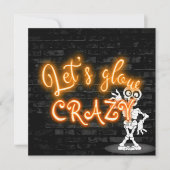 Neonteken van de Halloween Party met skelet Kaart (Voorkant)