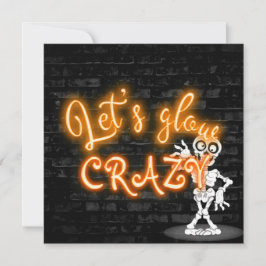Neonteken van de Halloween Party met skelet Kaart