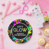 Neonverf glans verjaardag papieren bordje (Feest)