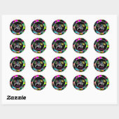 Neonverf glans verjaardag ronde sticker (Vel)