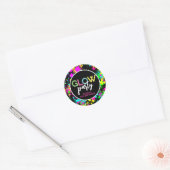 Neonverf glans verjaardag ronde sticker (Envelop)