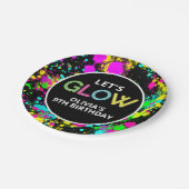 Neonverf gloed verjaardag papieren bordje (Gekanteld)