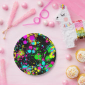 Neonverf gloed verjaardag papieren bordje (Feest)