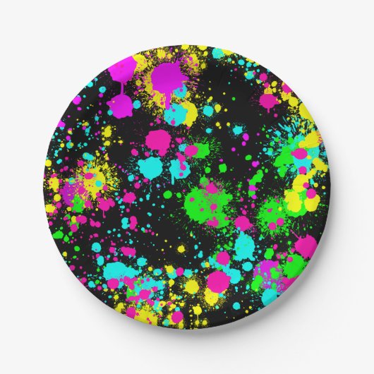 Neonverf gloed verjaardag papieren bordje (Voorkant)