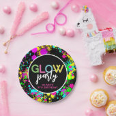 Neonverf gloed verjaardag papieren bordje (Feest)