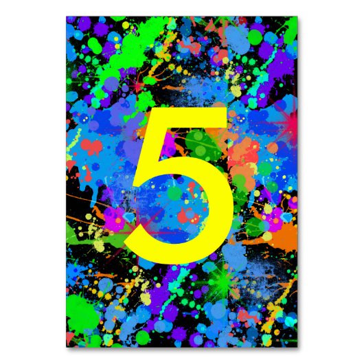 Neonverf Splatter, Tafelnummer Kaarten (Voorkant)