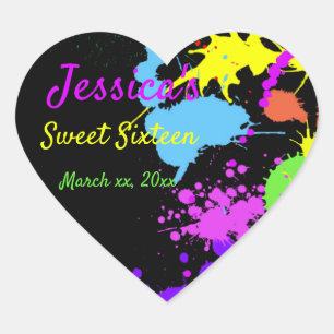 Neonverf Sweet Sixteen, Bat Mitzvah, op maat gemaa Hart Sticker