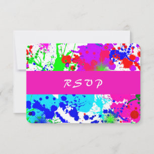 Neonverfspatten, antwoordkaart RSVP kaartje