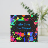 Neonverfspatten, Bar / Bat Mitzvah uitnodiging (Staand voorkant)