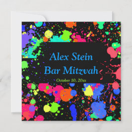 Neonverfspatten, Bar / Bat Mitzvah uitnodiging