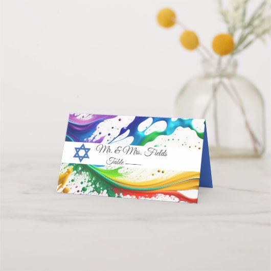 Neonverfspatten, Bat Mitzvah Ster van David Plaatskaartje (Voorkant)