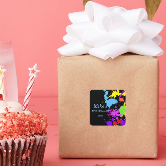 Neonverfspatten Kleurrijk Vierkante Sticker (Feest)