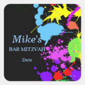 Neonverfspatten Kleurrijk Vierkante Sticker (Voorkant)