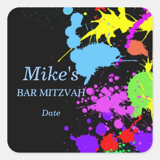 Neonverfspatten Kleurrijk Vierkante Sticker (Voorkant)