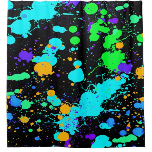 Neonverfspatten, modern, leuk douchegordijn (Voorkant)