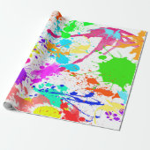 Neonverfspatten Moderne Kleurrijk Cadeaupapier (Uitgerold)