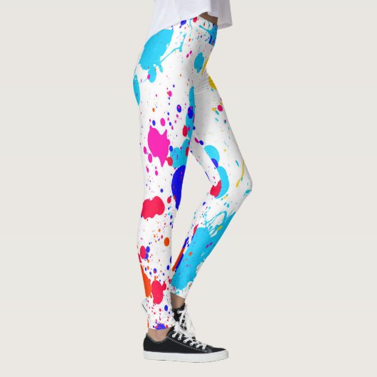 Neonverfspatten paars geel turquoise leggings (Rechts)