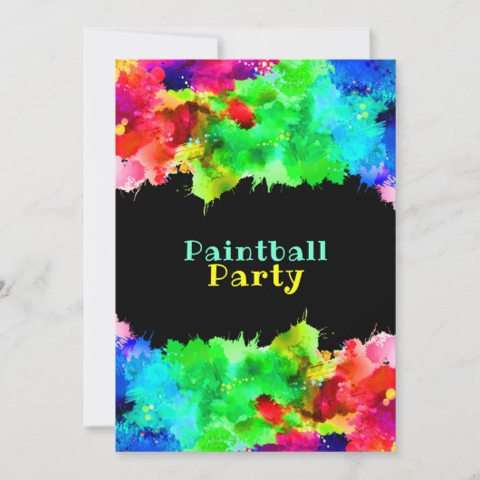 Neonverfspatten, Paintballfeest Kaart (Voorkant)