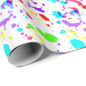 Neonverfspatten Watercolor Nepgloei Cadeaupapier (Rol Hoek)