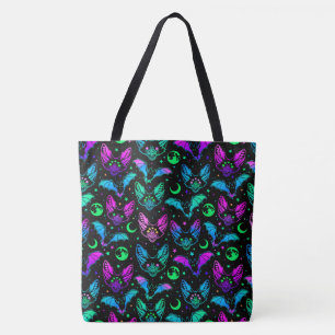 Neonvlekken, -katten en -muizen tote bag