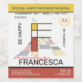 Neoplasticisme Abstracte Art Monogram. Brief F Wijn Etiket (Enkel label)