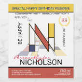 Neoplasticisme Abstracte Art Monogram. Brief N Wijn Etiket (Enkel label)