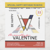 Neoplasticisme Abstracte Art Monogram. Brief V Wijn Etiket (Enkel label)