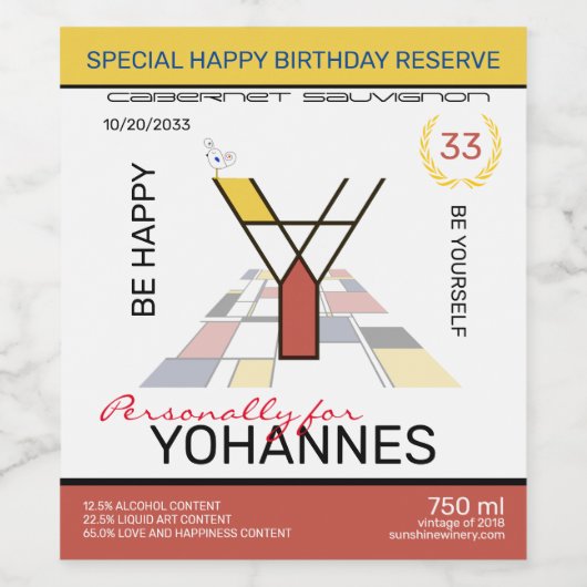 Neoplasticisme Abstracte Art Monogram. Brief Y Wijn Etiket (Enkel label)