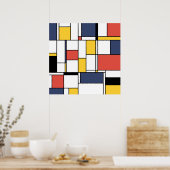 Neoplasticisme abstracte kunst van lijnen en vorme poster (Keuken)