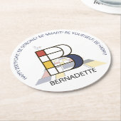 Neoplasticisme Art Cool Monogram. Brief B Ronde Kartonnen Onderzetter (Gebogen)