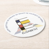 Neoplasticisme Art Cool Monogram. Brief E Ronde Kartonnen Onderzetter (Gebogen)