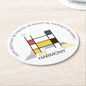 Neoplasticisme Art Cool Monogram. Brief H Ronde Kartonnen Onderzetter (Gebogen)