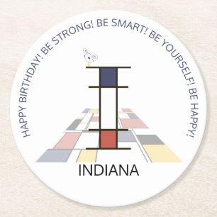 Neoplasticisme Art Cool Monogram. Brief I Ronde Kartonnen Onderzetter