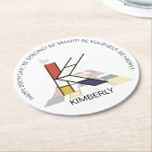 Neoplasticisme Art Cool Monogram. Brief K Ronde Kartonnen Onderzetter (Gebogen)